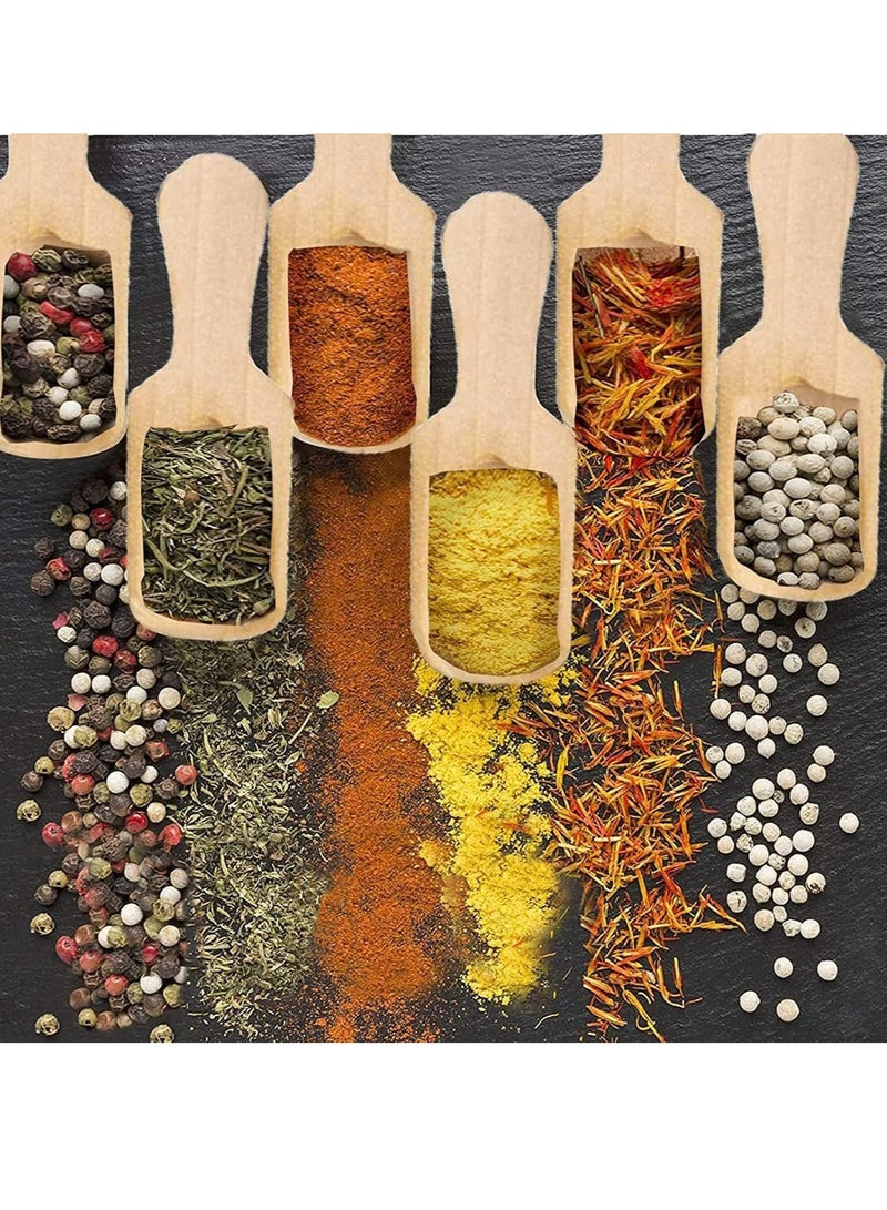 معالق خشب ميني للتتوابل/معالق جاروف للتتوابل والبهاراات/معالق خشب للبن والملح والسكر/معالق جاروف/معالق خشب مجوفه للتتوابل / 12  قطعه - Image 1