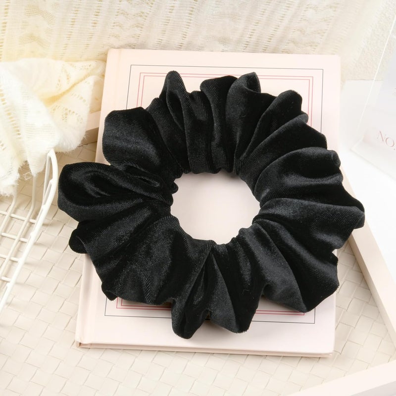 CEELGON Black Big Velvet Scrunchie 6.5 Inches Jumbo Scrunchies Hair Ties Oversized Ponytail Holder for Thick Curly Hair Extra Large Hair Accessories for Women (Black) - Image 5