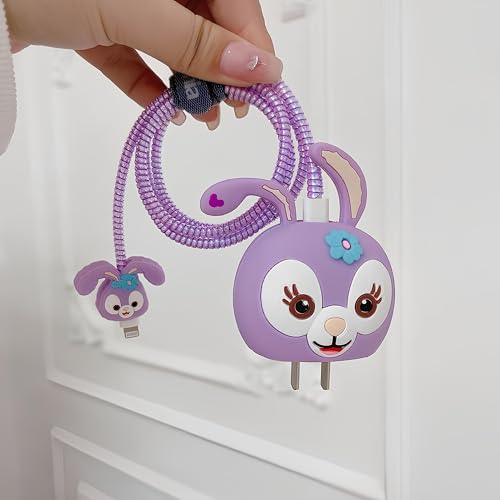 skysia Charger Protector & Cable Saver for iPhone 18W 20W – 3D Purple Rabbit Design, 4-in-1 Full Protection Cover with Wire Guard & Data Line Protector (Multicolored) - Image 4