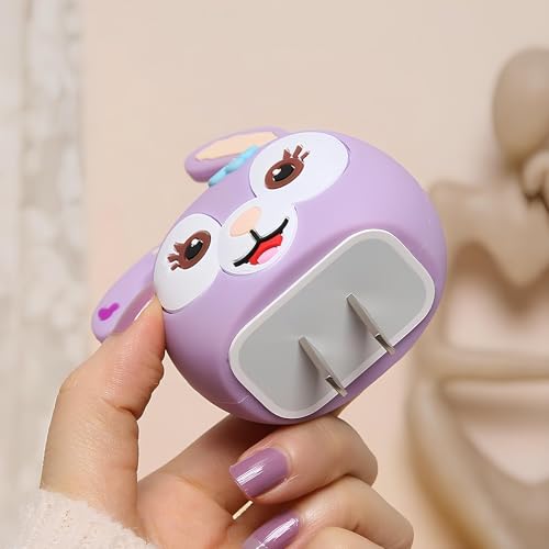skysia Charger Protector & Cable Saver for iPhone 18W 20W – 3D Purple Rabbit Design, 4-in-1 Full Protection Cover with Wire Guard & Data Line Protector (Multicolored) - Image 2
