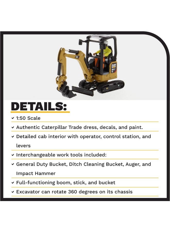 Diecast Masters Diecast Masters 1:50 Scale Caterpillar 301.7 CR Mini Hydraulic Excavator | High Line Series Cat Trucks & Construction Equipment Model 85597  - Image 4