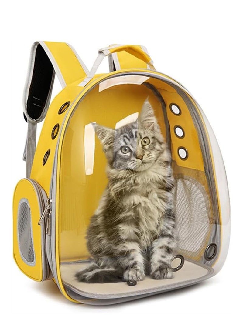 Generic Cat Carrier Bubble Bag, Transparent Pet Convenient Backpack Breathable Capsule Bag for Small Medium Dogs Cats, Airline Approved Travel Pet Carrier, for Hiking Travel Outdoor Use (Yellow)  - Image 1