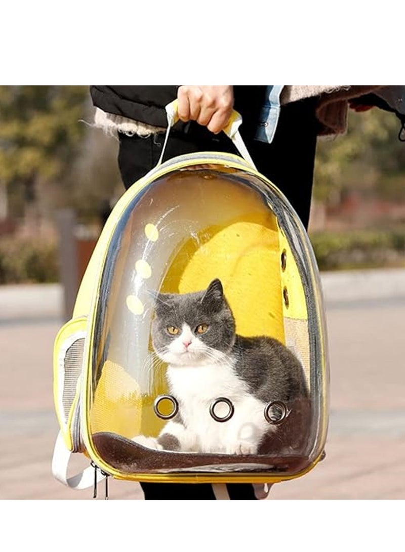 Generic Cat Carrier Bubble Bag, Transparent Pet Convenient Backpack Breathable Capsule Bag for Small Medium Dogs Cats, Airline Approved Travel Pet Carrier, for Hiking Travel Outdoor Use (Yellow)  - Image 4