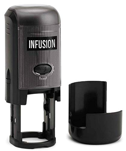 Infusion Checkmark Round Self-Inking Stock Rubber Stamp (3/4'' Diameter) - Green Ink - Image 2