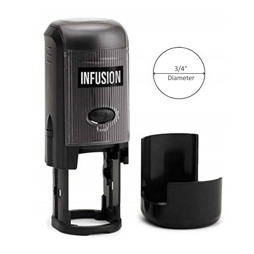 Infusion Checkmark Round Self-Inking Stock Rubber Stamp (3/4'' Diameter) - Green Ink - Image 5