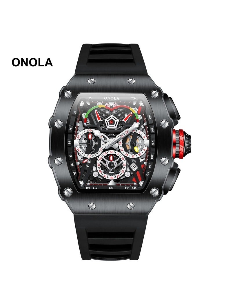ONOLA Men's Multifunctional Stylish Sports Waterproof Silicone Strap Quartz Watch - Image 1