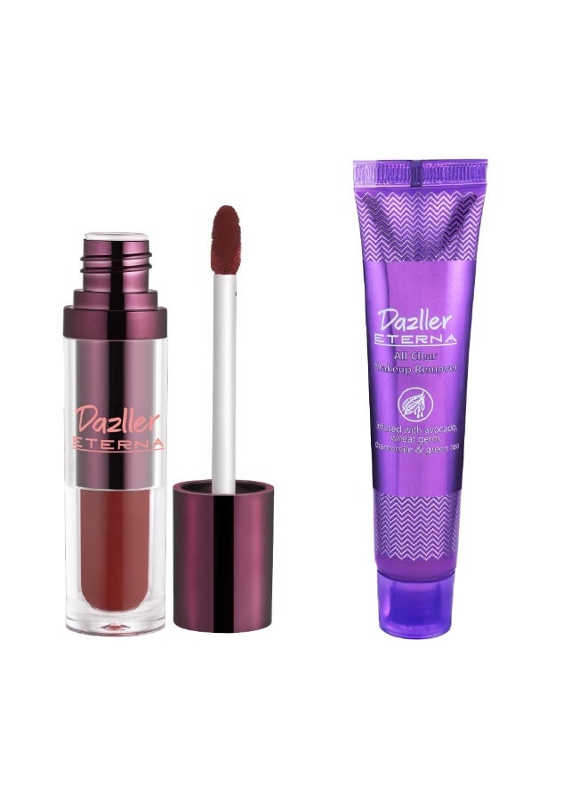 Dazller Eterna Long Stay Lip Colour, 5.5g, LC121 - Rembrandt & Dazller Eterna all clear makeup remover 27g - Image 1