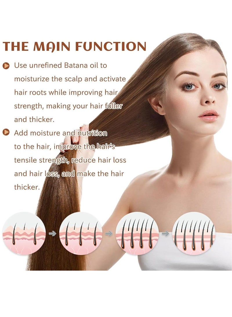 Batana Oil for Hair Growth, Natural Organic Hair Conditioner, Repairs Damaged Hair, Leaves Hair Smoother, Natural Hair Growth Oil, Helps with Frizz, for All Hair Types