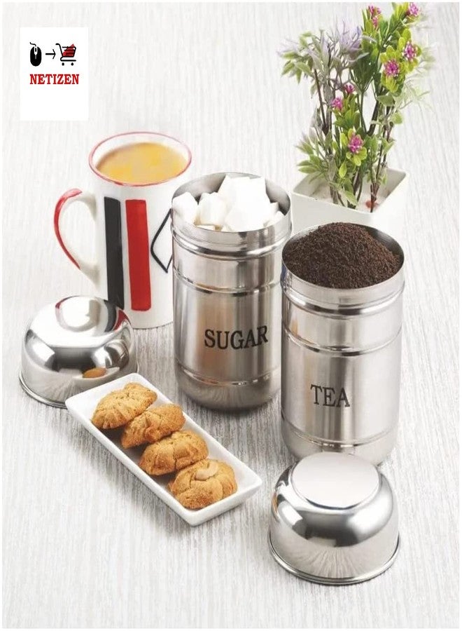 NETIZEN Stainless Steel Tea Sugar Containers/Cannister/tea sugar Dabba 700ml each - Set of 2 for Home Use - Image 2