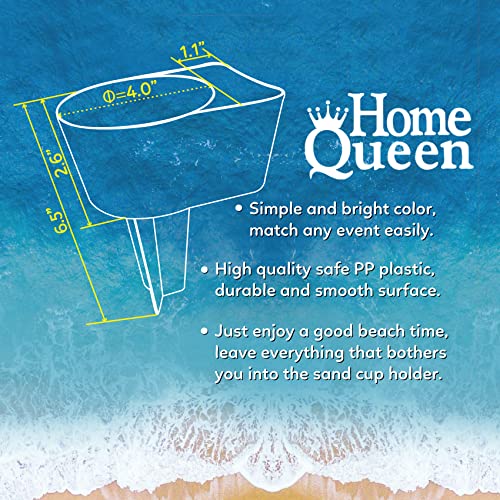 Home Queen Beach Cup Holder with Pocket, Multifunctional Sand Cup Holder for Beverage Phone Sunglass Key, Beach Accessory Drink Sand Coaster, Set of 6 (Navy, Teal, Yellow, Orange, Blue and Pink) - Image 3