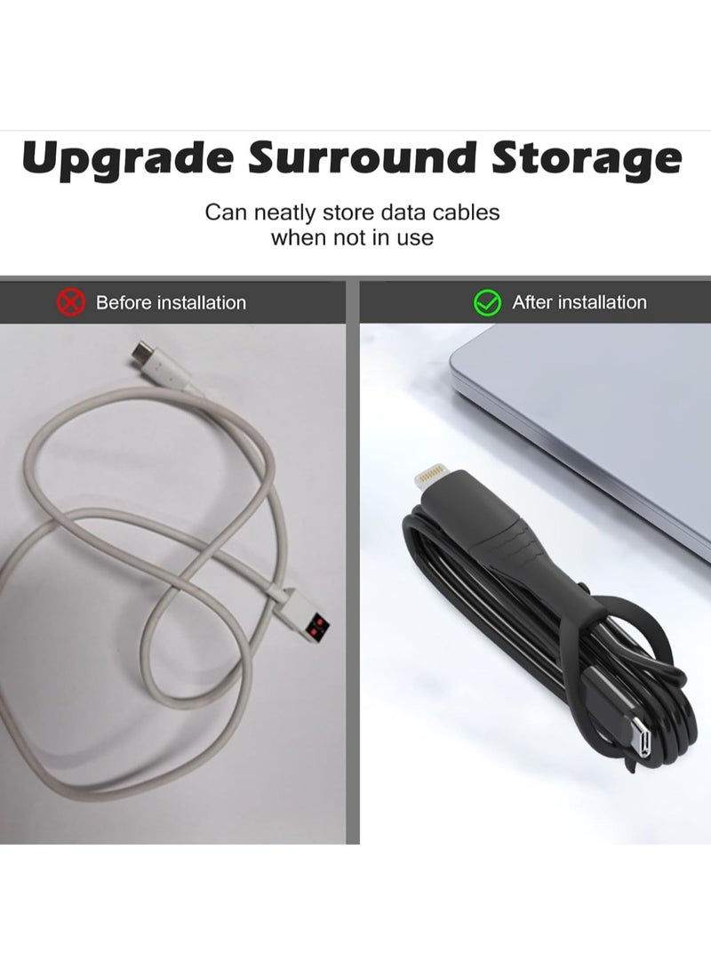 Cute Cable Protector for iPhone Android USB Type-C Charger,3 PCS Soft Charging Cable Protector Cord Saver Winder Data Cable Organizer Cable Ties - Black - Image 2