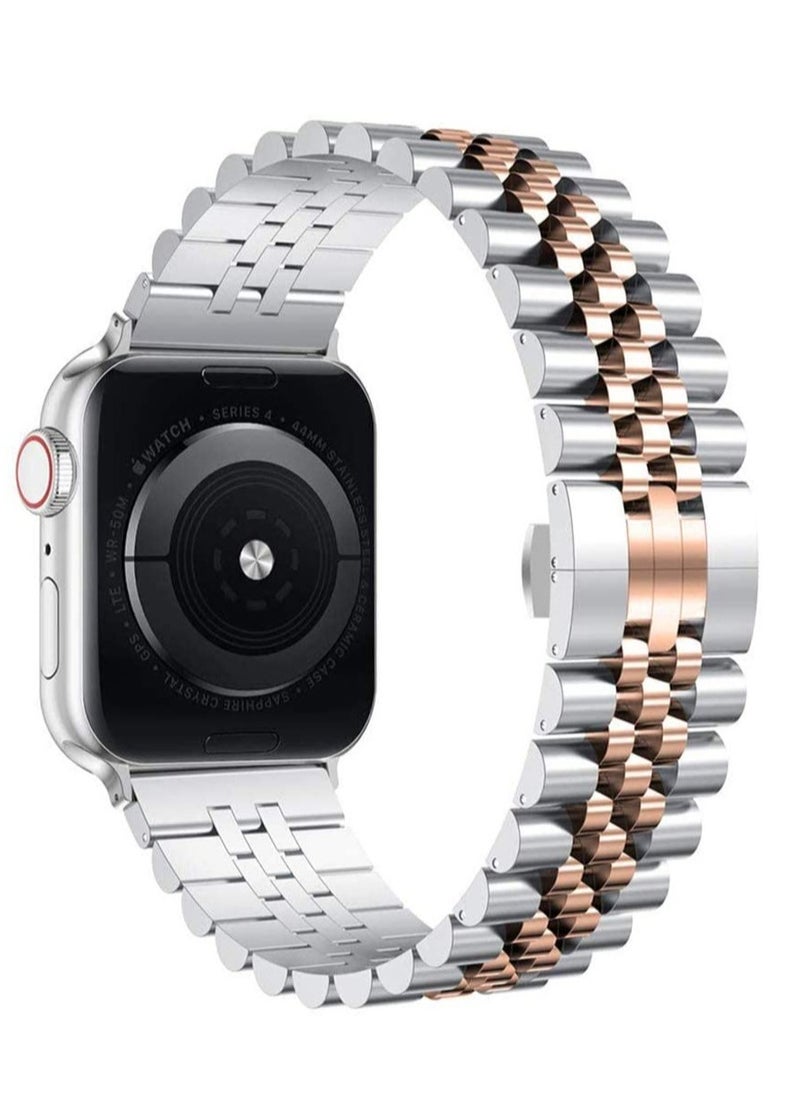 ELTRAZONE - Replacement Band Compatible with Apple Watch 44mm / 42mm Stainless Steel Solid Strap Metal Bracelet for Apple Watch Series 7 6 5 4 3 2 SE (Silver - Image 1