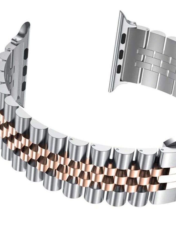 ELTRAZONE - Replacement Band Compatible with Apple Watch 44mm / 42mm Stainless Steel Solid Strap Metal Bracelet for Apple Watch Series 7 6 5 4 3 2 SE (Silver - Image 1