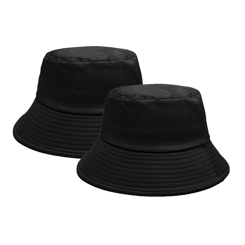 PFFY 2 Packs Bucket Hat for Women Men Cotton Hats Sun Beach Fishing Cap Black - Image 1
