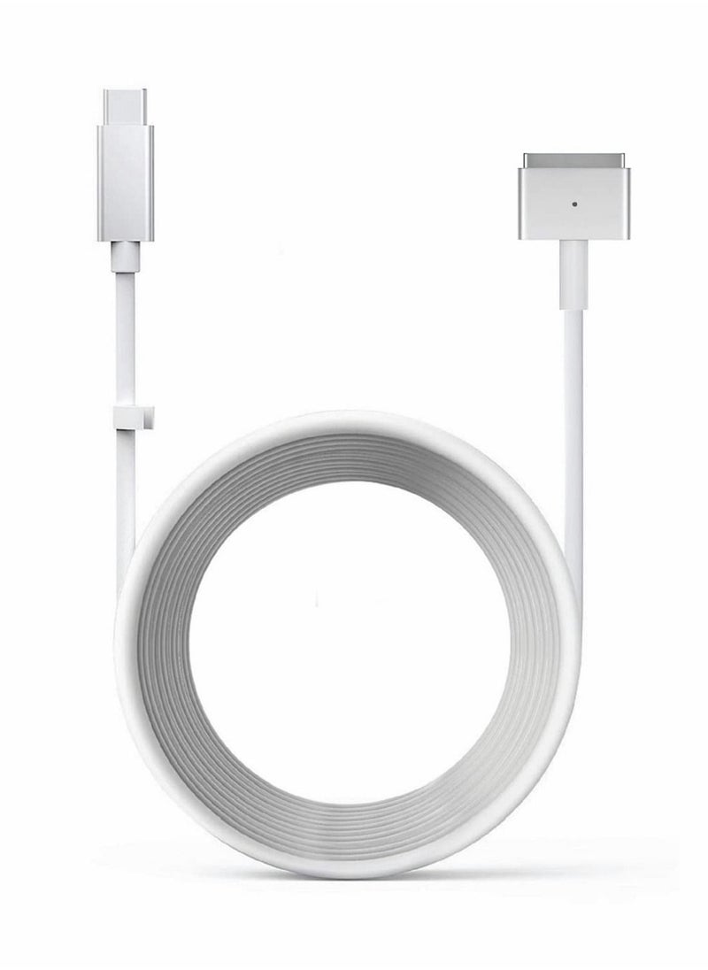 USB C to Magnetic T Tip Adapter Cable Cord, for MacBook Air Pro After 2012 Year A1436 A1465 A1466 MD760 MD761 MD711 White Color Designed 60w, fits 45W Mac-Book Power Supply
