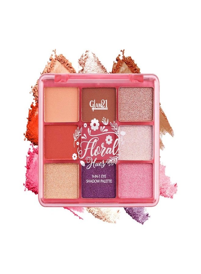 Glam 21 Glam21 Floral Hues 9 In 1 Eyeshadow Palette | Highly Pigmented | Easy To Carry | Super-Blendable | Mix of Matte and Shimmers Smudge-Proof (7.2 gm) | 04- Lotus - Image 1