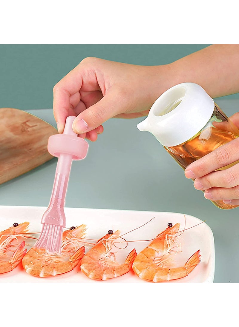 HREDOW HREDOW Silicone BPAFree Dishwasher Safe Olive NonDrip Spout Condiment Container Oil Dispenser Bottle with Brush 230ml Multicolour Set of 1  - Image 2