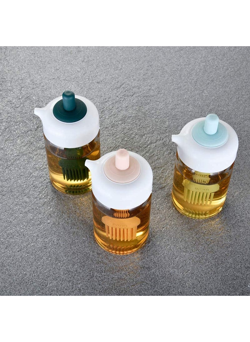 HREDOW HREDOW Silicone BPAFree Dishwasher Safe Olive NonDrip Spout Condiment Container Oil Dispenser Bottle with Brush 230ml Multicolour Set of 1  - Image 4