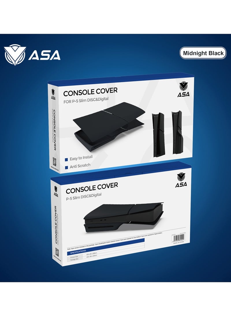 أيه أس أيه غلاف لجهاز PS5 Slim (قرص ورقمي)، غطاء ملصق كامل للجسم لجهاز Playstation 5 Slim، غطاء لجهاز PS5 Slim، غلاف بديل لجهاز PS5 Slim، لوحة غطاء واقية للوجه، سهل التركيب ومضاد للخدش والغبار  - Image 2