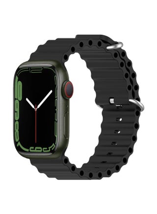 Replacement Strap Ocean Silicone Watch Band for Apple Watch Series 9&8&7 41mm / SE 3&SE 2&6&SE&5&4 40mm / 3&2&1 38mm Black - pzsku/Z443FF27BB36EB9066C31Z/45/_/1714875698/cc6e5a06-1dc5-4d2a-9d34-71b9424a4f2c