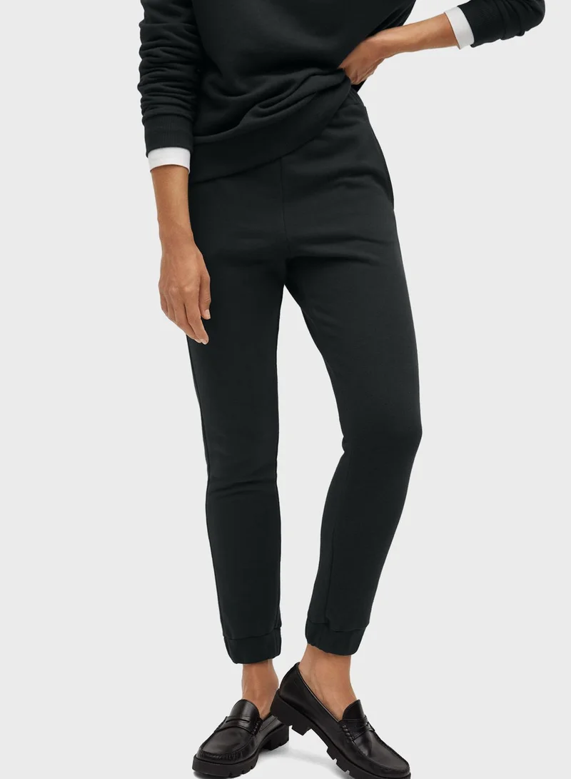 MANGO Ruched Waist Cuffed Pants