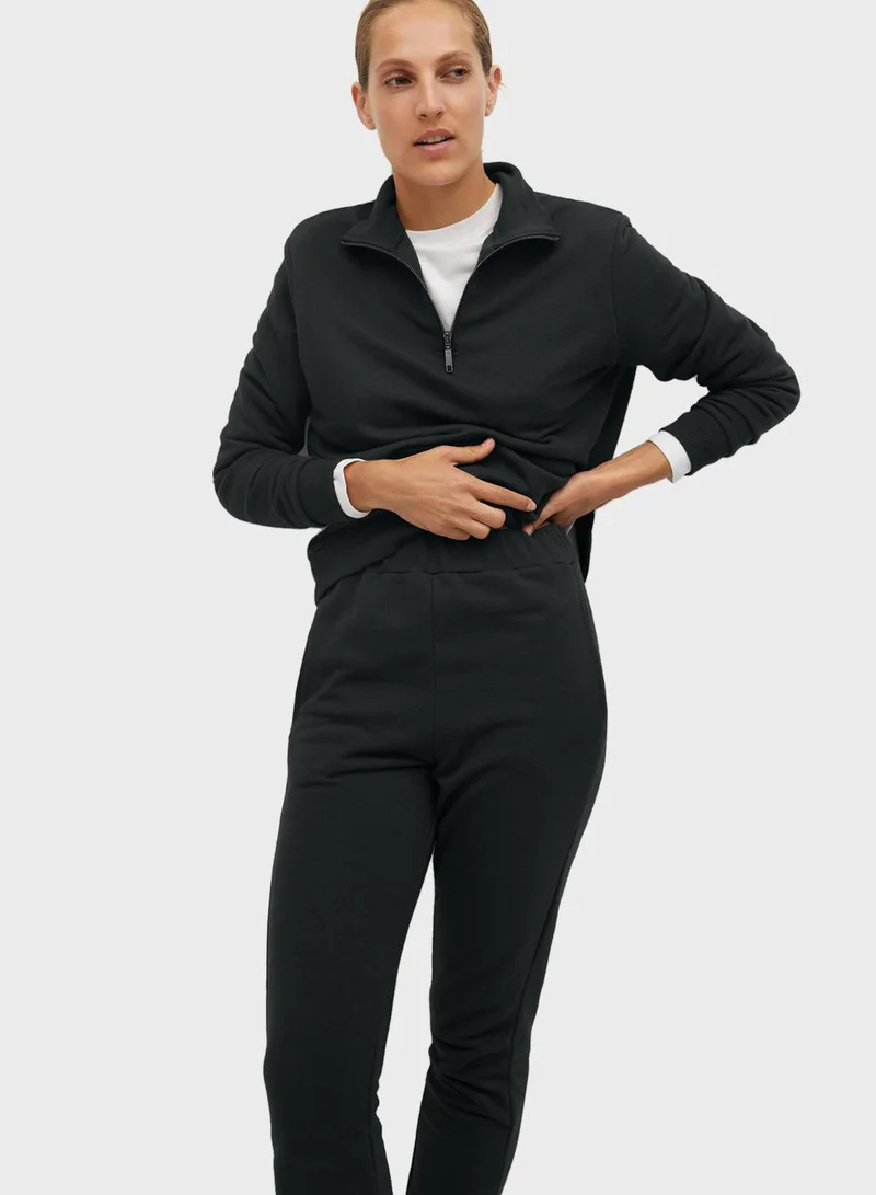 MANGO Ruched Waist Cuffed Pants