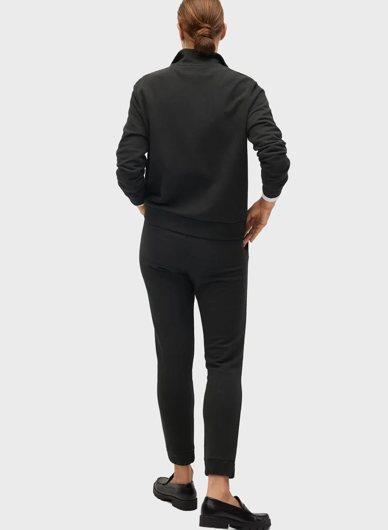 MANGO Ruched Waist Cuffed Pants