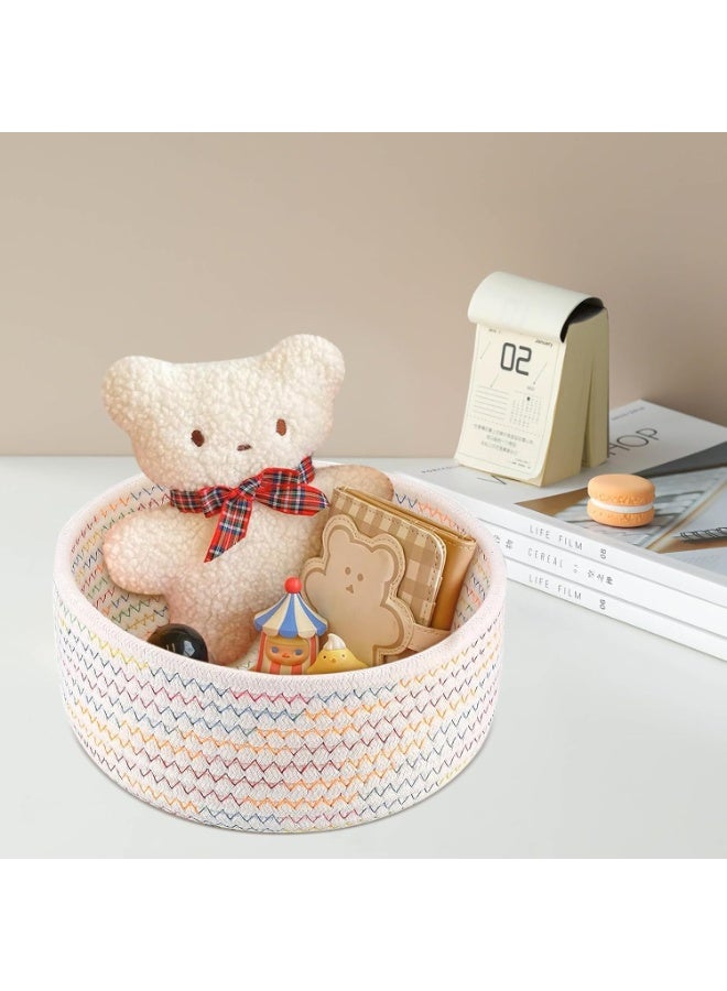 إي وورلد طقم من 3 سلال تخزين من حبل القطن المنسوج – بأحجام كبيرة ومتوسطة وصغيرة للتخزين على الرفوف، الخزائن، الحمام وتنظيم المنزل - Image 4