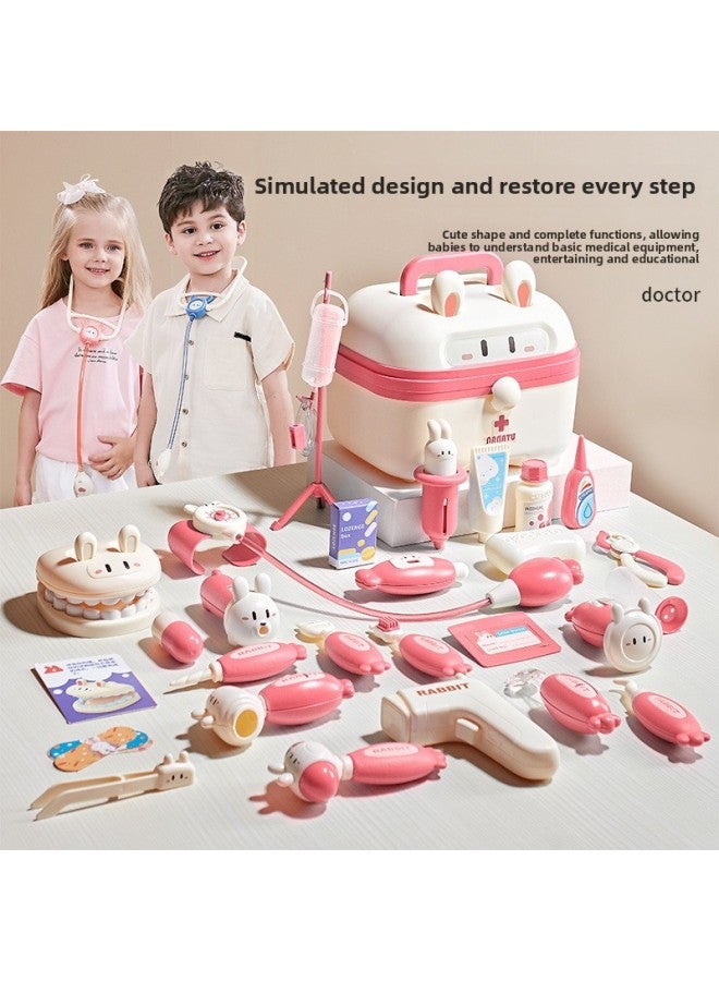 Children's Family Series Medical Tools Suit Dental Tools Diagnostic Instrument Medicine Box Injection Storage Box Role Interchange-Color:5501 Nana Rabbit [pink Basic Model]
