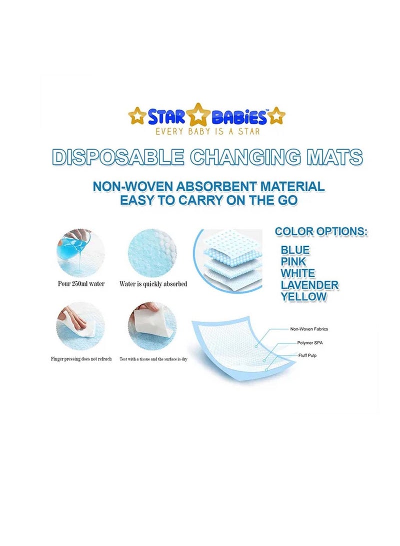 Star Babies - Combo Pack of 2- Disposable Changing Mat Pack of 20 with Disposable Bibs (20 Pcs) - Blue - Image 3