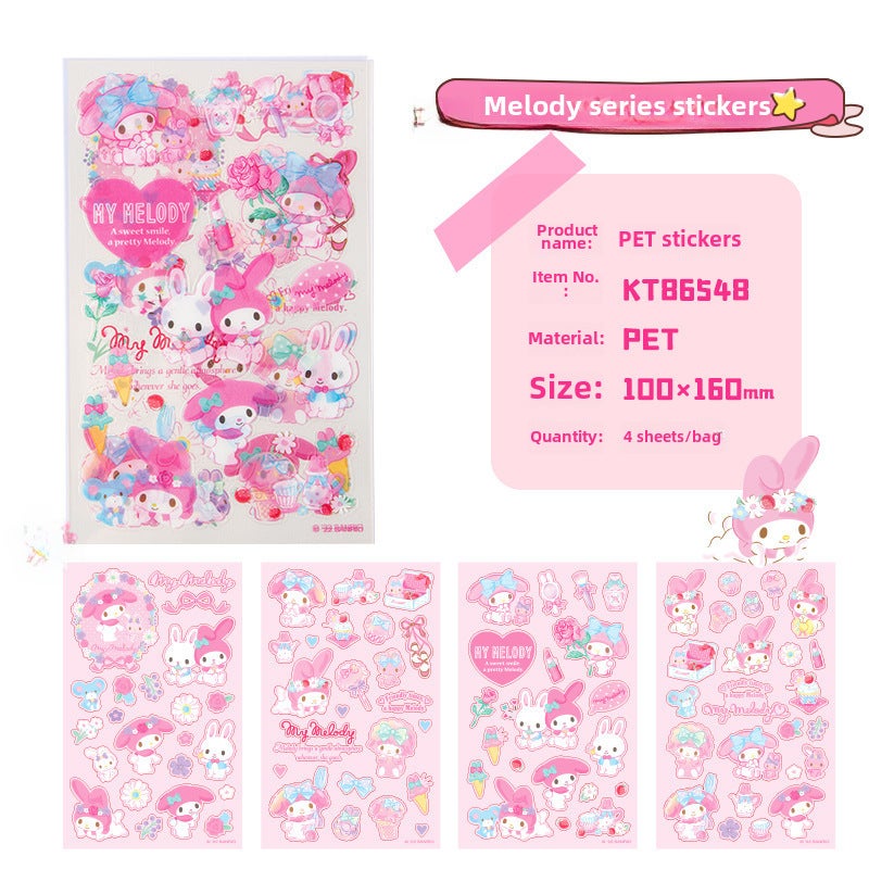 Generic Sanrio Kuromi Transparent PET Stickers 98361-melody (KT86548)