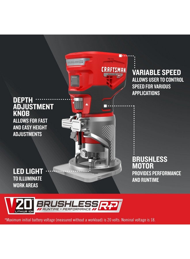 CRAFTSMAN V20 Router Tool, Cordless, Variable Speed, Fixed Base Router with Depth Adjustment, Bare Tool Only (CMCW400B) - Image 2