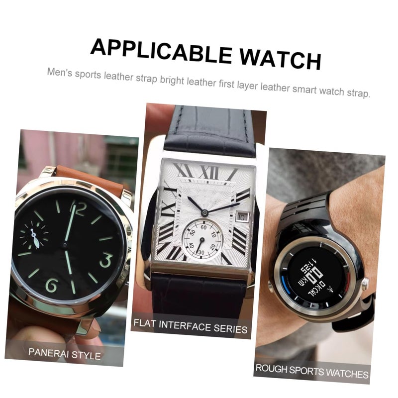 Leather Watchband for Men Women Sport Strap Compatible with Smartwatches Brown - Image 4