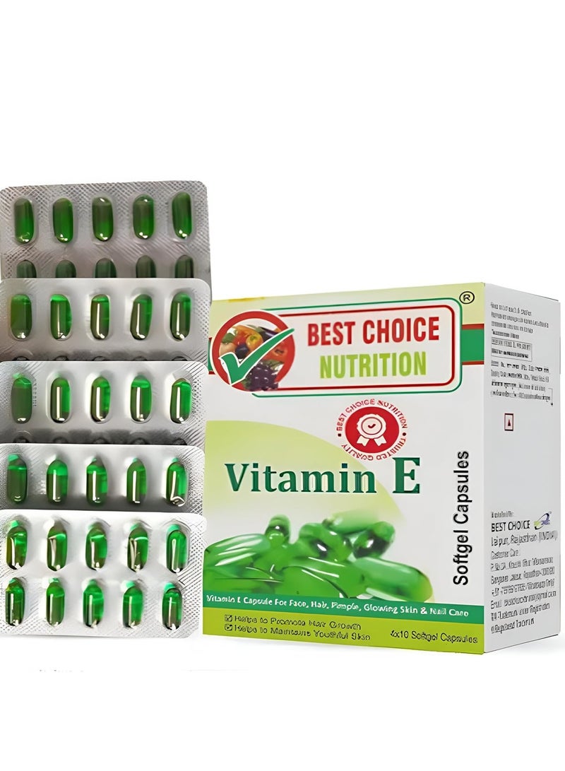بيست تشويس نيوتريشن فيتامين E، 50 كبسولة |لبشرة جميلة وشعر وعيون صحية - Image 1