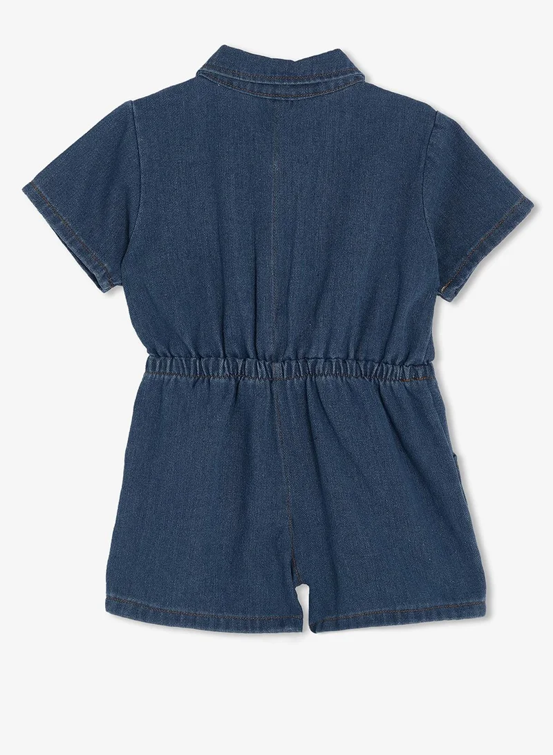 Pinata  Blue Button Through Denim Playsuit for Women | Best Price UAE