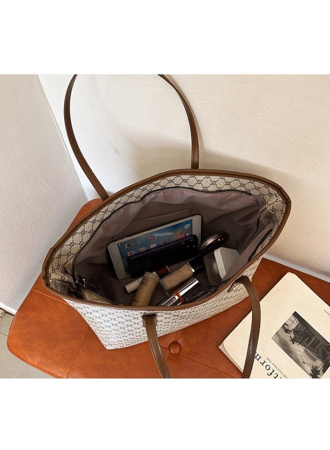 Women's Versatile Plaid Tote Bag, Ladies Large-capacity Shoulder Bag Shopping Bag Handbag Satchel Bag Clutch Bag, PU Leather Armpit Bag Side Bag Phone Bag for Girls, College Students, Teenagers - Image 3