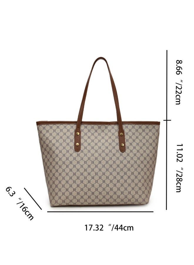 Women's Versatile Plaid Tote Bag, Ladies Large-capacity Shoulder Bag Shopping Bag Handbag Satchel Bag Clutch Bag, PU Leather Armpit Bag Side Bag Phone Bag for Girls, College Students, Teenagers - Image 5