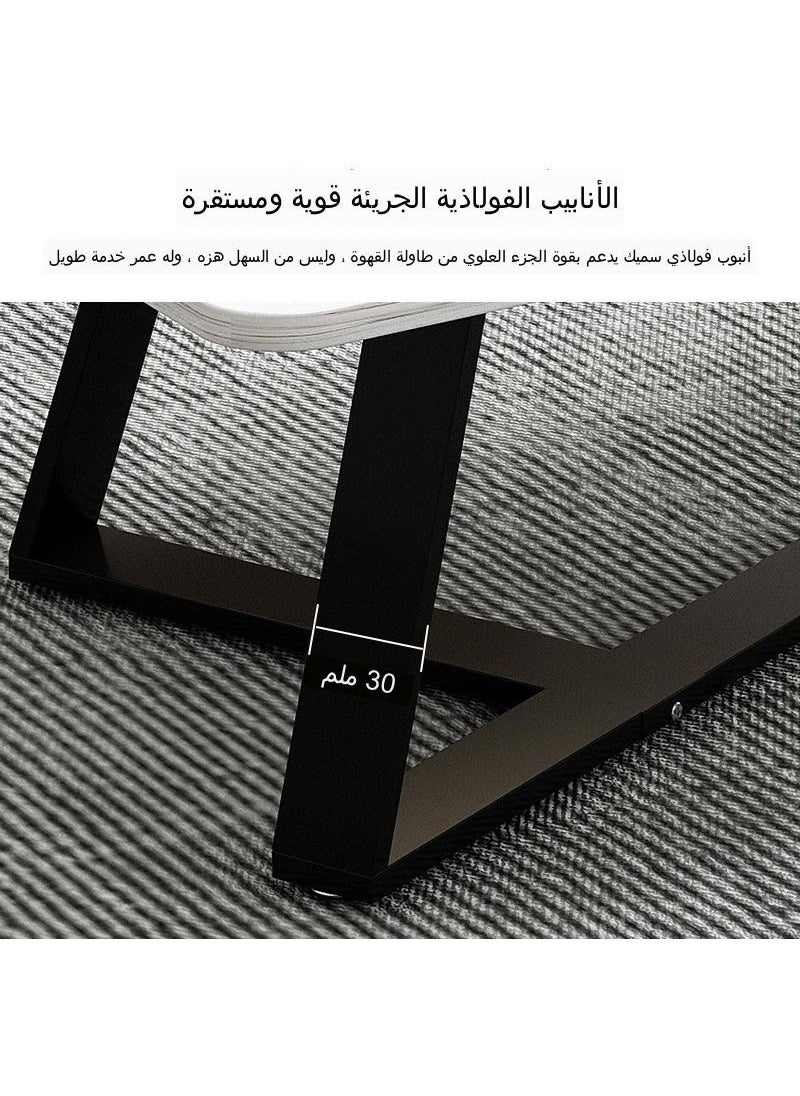 C&C Home - Coffee Table Rectangular High-End Sofa Table Marble Table Top with Matt Black Metal Frame - Image 1