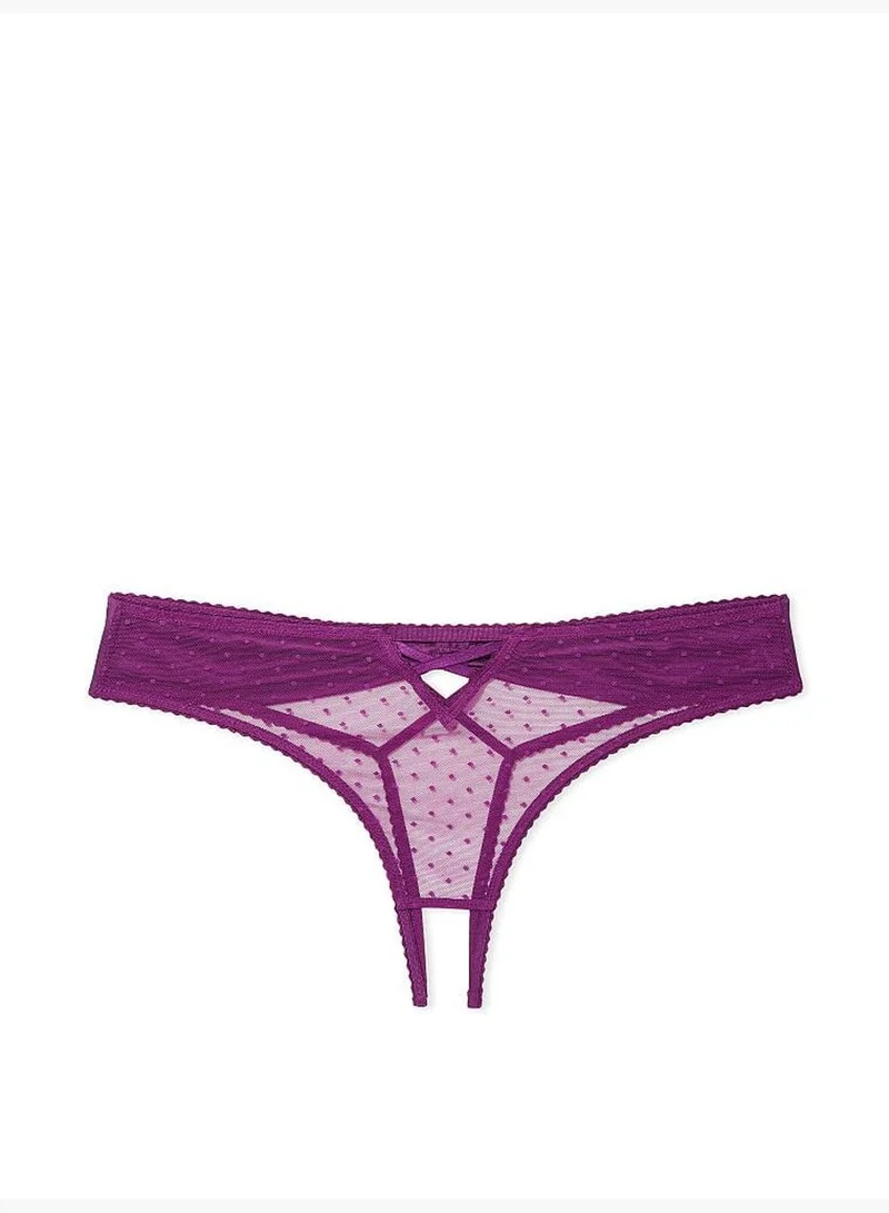 Victoria's Secret Crotchless Lace-Up Bow-Back Thong Panty