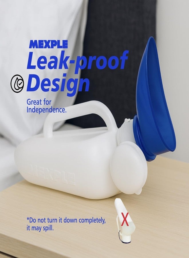 MEXPLE Unisex Peepod Urinal Pot 1000 ML | Portable Urine Bottle with Female Cup Pee Funnel | Medical Grade Urine Collector for Men Women Bedridden Patients - White - Image 4