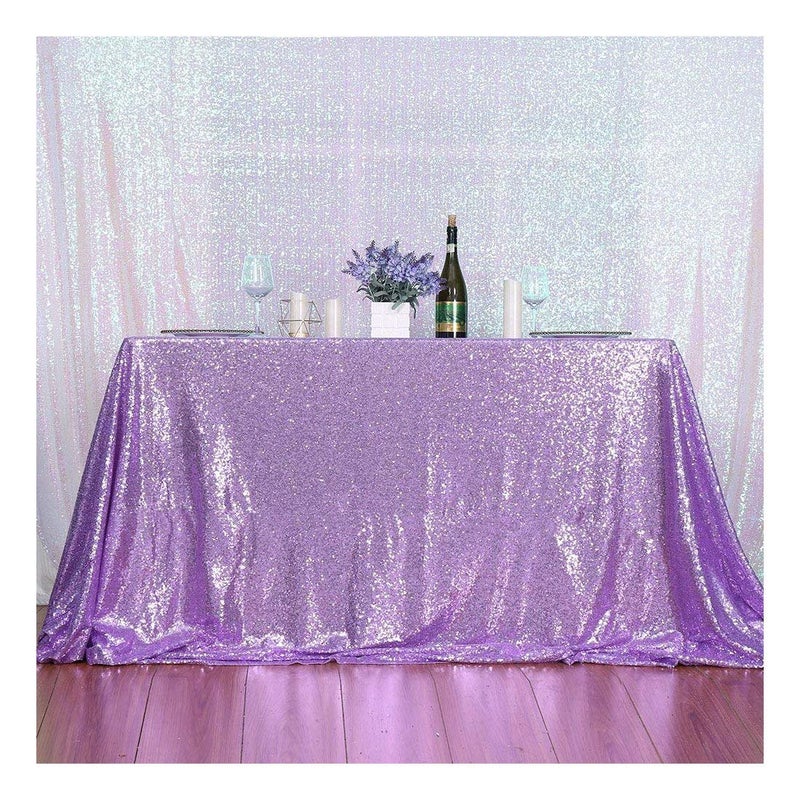 Poise3EHome 50A72 Rectangle Lavender Sequin Tablecloth for Party cake Dessert Table Exhibition Events  Lavender