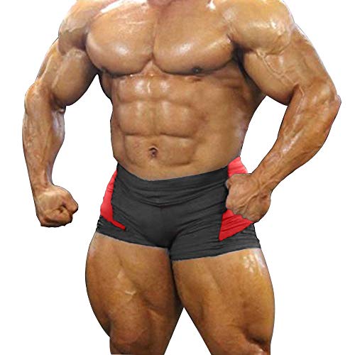 palglg Men's Workout Sport Shorts Cool Dry Tights Compression Black with Red L - Image 1