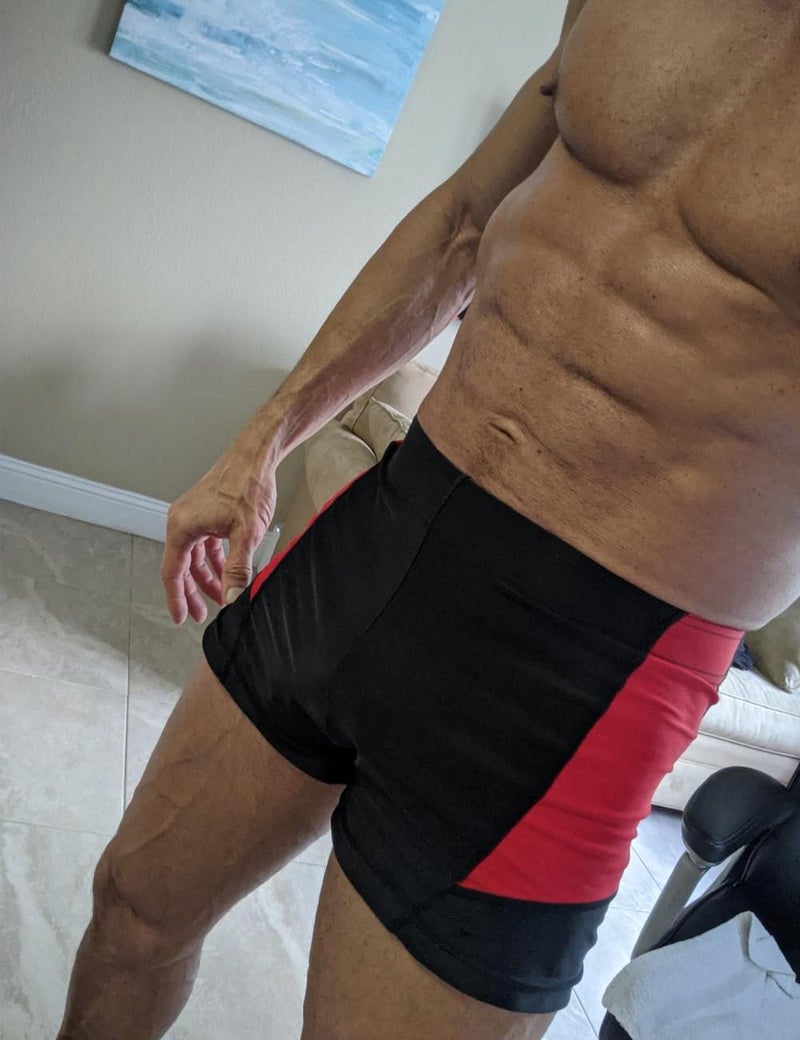 palglg Men's Workout Sport Shorts Cool Dry Tights Compression Black with Red L - Image 2