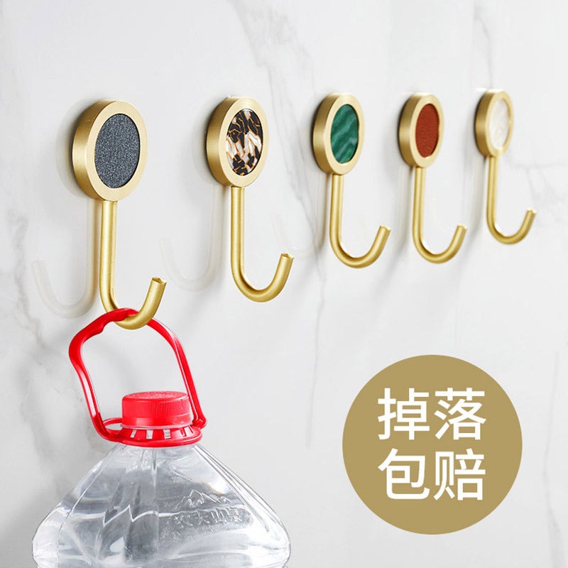 Space Aluminum Single Hook Gold Punch-Free Hook Hallway Clothes Hook Toilet Door Rear Wall Hanging Wall Single Adhesive Hook - Image 5