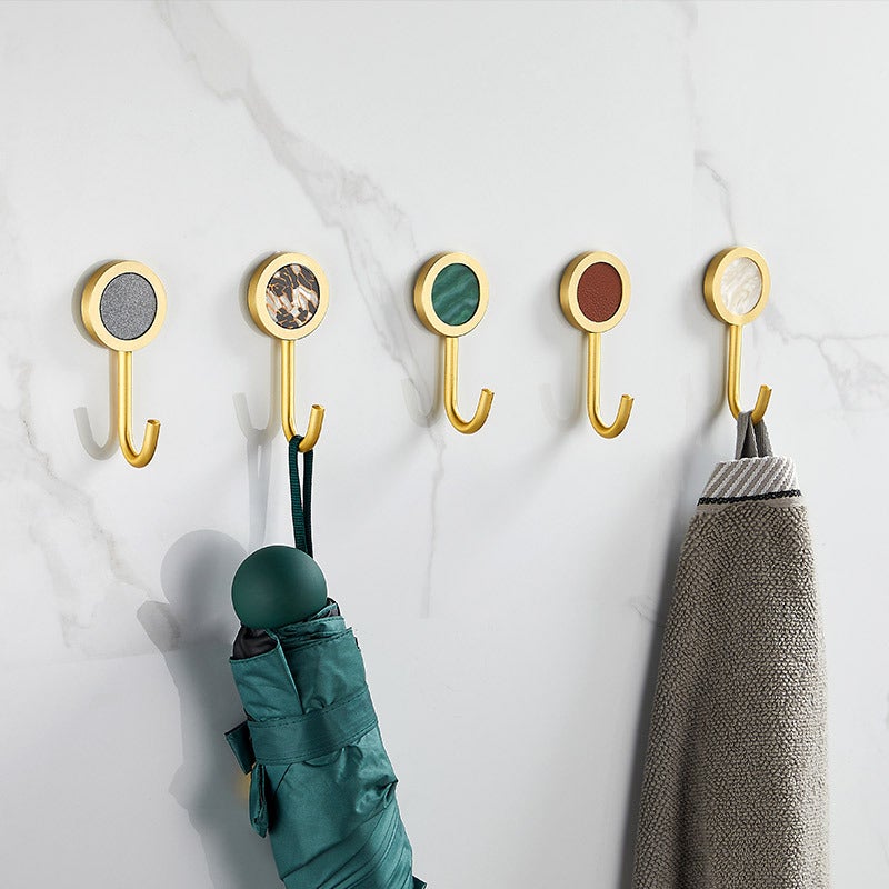 Space Aluminum Single Hook Gold Punch-Free Hook Hallway Clothes Hook Toilet Door Rear Wall Hanging Wall Single Adhesive Hook - Image 2
