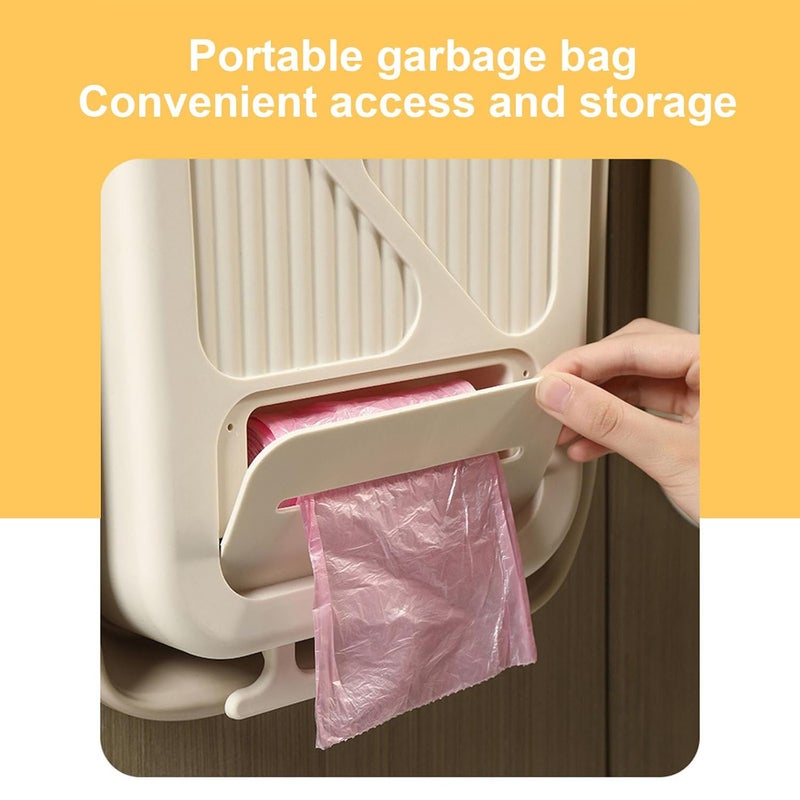 LINJIE Hanging Trash Can for Kitchen Cabinet Door, 10L Collapsible Waste Bin with Garbage Bag Storage, Hanging Plastic Compost Bin for Kitchen Bedroom Bathroom Office, Space Saving White - Image 3