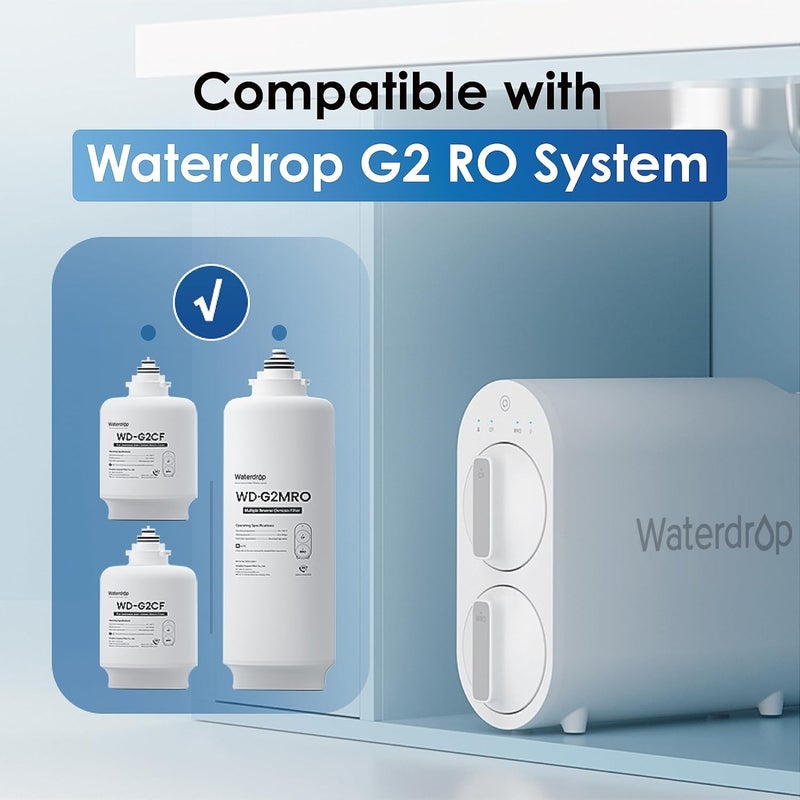 Waterdrop G2-2CFRO Filter, Replacement for G2 Reverse Osmosis System, 2-year Lifetime, Pack of 2 G2CF Filters and 1 G2MRO Filter, Reduce PFAS - Image 3