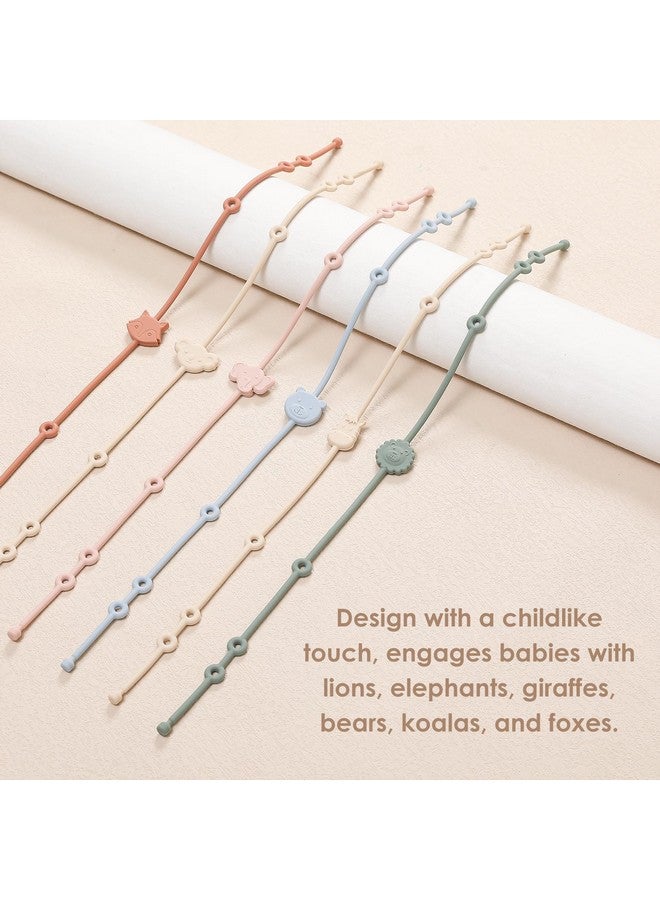 ROCCED Toy Straps for Baby 6pcs, Silicone High Chair Toys Straps Stroller Accessories Toddler Bottle Straps Car Seat Toys Baby Travel Essential Silicone Ivory+Sage+Blue - Image 4
