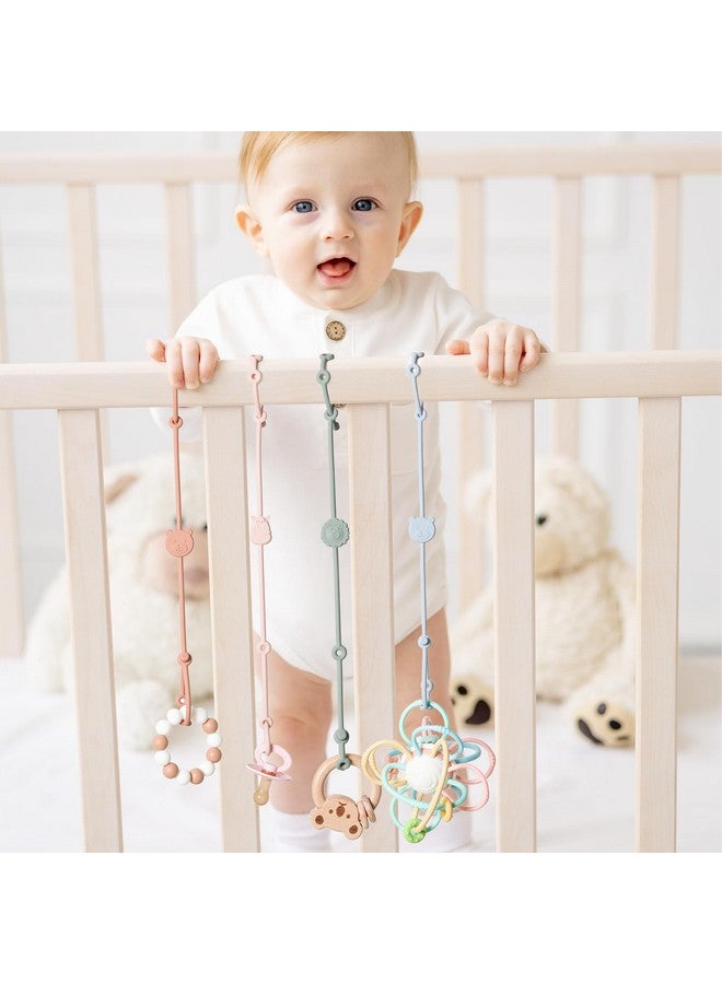 ROCCED Toy Straps for Baby 6pcs, Silicone High Chair Toys Straps Stroller Accessories Toddler Bottle Straps Car Seat Toys Baby Travel Essential Silicone Ivory+Sage+Blue - Image 5