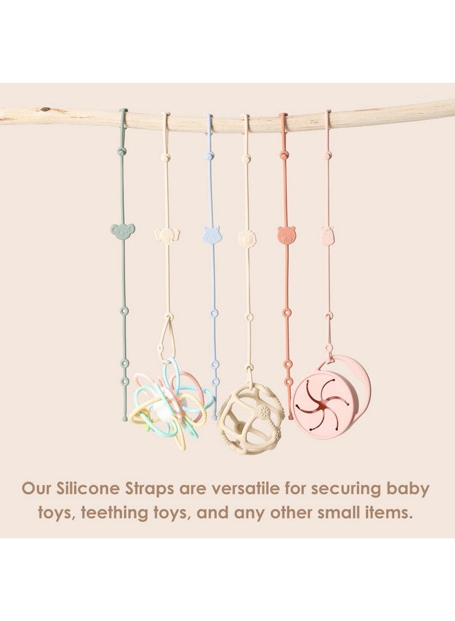 ROCCED Toy Straps for Baby 6pcs, Silicone High Chair Toys Straps Stroller Accessories Toddler Bottle Straps Car Seat Toys Baby Travel Essential Silicone Ivory+Sage+Blue - Image 3